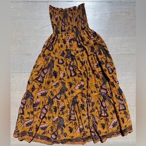 Ulla Johnson Strapless Dress in Mustard and Black